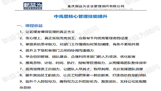 重慶2024.03 中高層核心管理技能提升